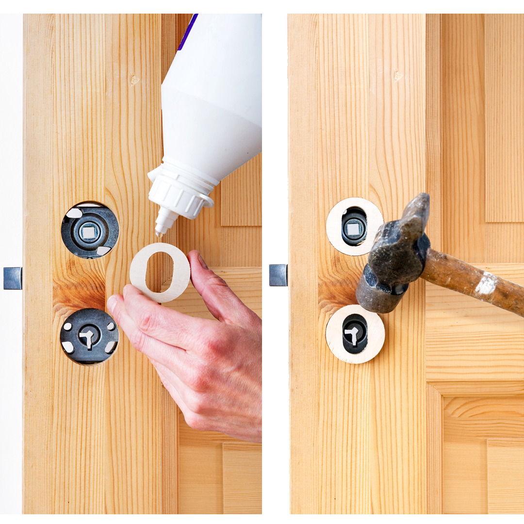 P&aring;f&oslash;ring af tr&aelig;lim og is&aelig;tning af tr&aelig;ring i d&oslash;ren.