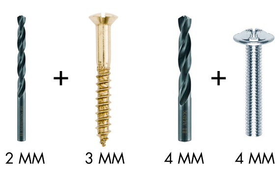 Dimension p&aring; borr f&ouml;r tr&auml;skruv respektive genomg&aring;ende skruv